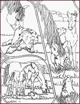 coloriage tableau de chevaux